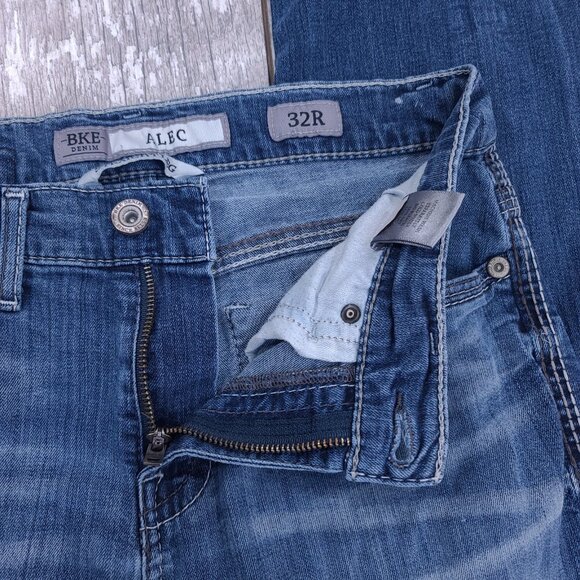 BKE Jeans Mens 32x32 Alec Straight Leg Medium Blue Denim Wash Pants - Picture 7 of 9